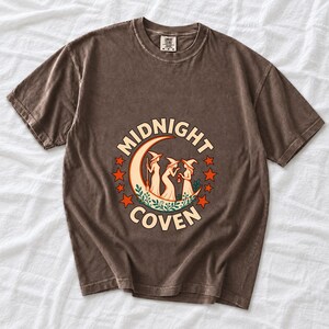 Midnight Coven Witch Shirt, Comfort Colors 1717 Crescent Moon Halloween Tee product mockup, image 7
