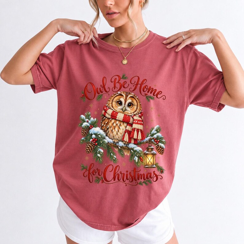 Сова в вязаном шарфе в снегу «Owl Be Home for Christmas»