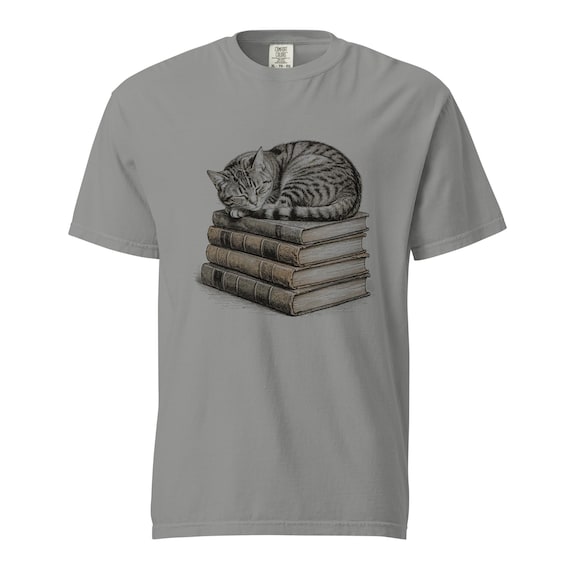 Tabby Cat on Books Shirt by AeroBeloved