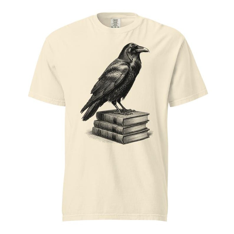 Raven Shirt, Edgar Allan Poe Raven Tee, Comfort Colors Raven Book Lover T-shirt, Nevermore Crow Shirt, Gothic Raven Tee image 3