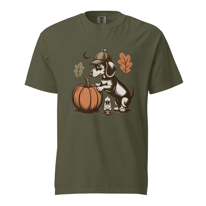 Dachshund Fall Shirt, Pumpkin Inspector Wiener Dog Tee, Comfort Colors Doxie T-shirt, Pumpkin Patch Dachshund Shirt image 3