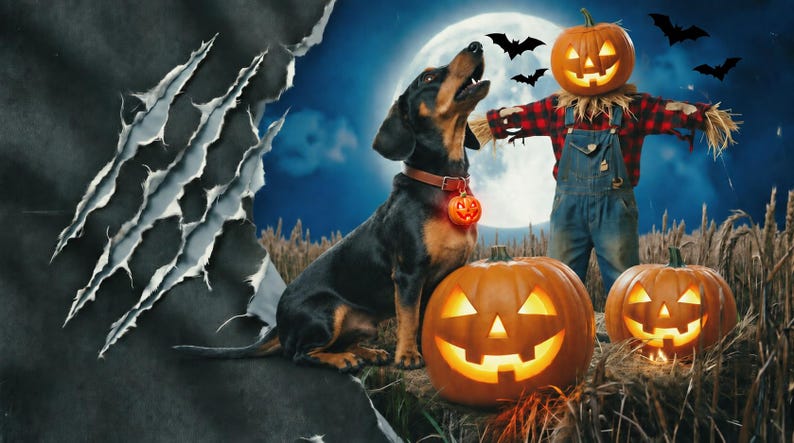 Dachshund Halloween Sweatshirt, Howling Doxie Pumpkin Crewneck, Wiener Dog Mom Pullover, Moonlit Dachshund Sweatshirt image 5