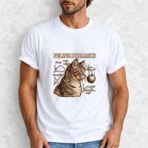Comfort Colors Science Cat Shirt, Feline Dynamics Tee, Retro Physics Cat T-shirt, Physics Teacher Cat Tee, Engraved Tabby Cat Shirt