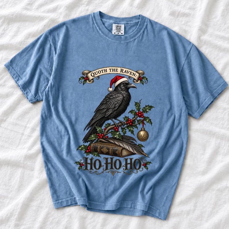 Ворон-гравюра с остролистом «Quoth the Raven: Ho Ho Ho»