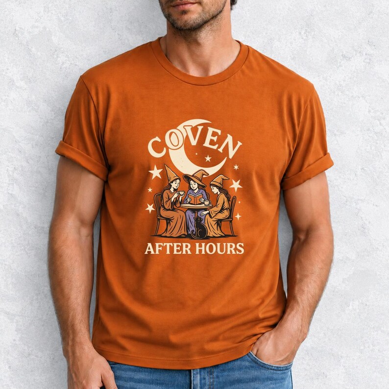 Coven After Hours Witch Shirt, Comfort Colors 1717 Halloween Tea Party Tee product mockup, image 16