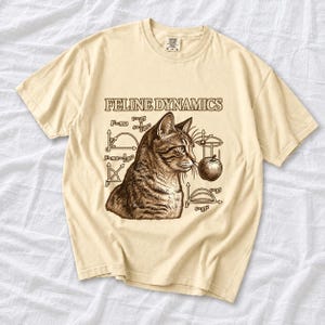 Comfort Colors Science Cat Shirt, Feline Dynamics Tee, Retro Physics Cat T-shirt, Physics Teacher Cat Tee, Engraved Tabby Cat Shirt