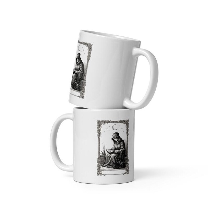 Tarot Card Mug, The Reader Tarot Coffee Mug, Bookish Tarot Cup, Witchy Tarot Card Mug, Dark Academia Tarot Mug Gift image 2
