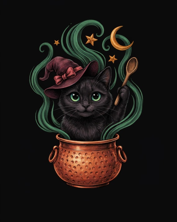 Black Cat Cauldron Tote Bag by AeroBeloved
