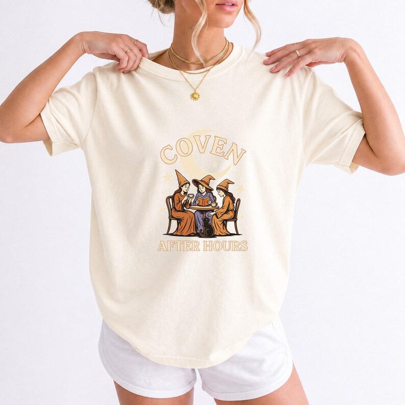 Coven After Hours Witch Shirt, Comfort Colors 1717 Halloween Tea Party Tee product mockup, image 10