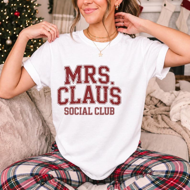 Comfort Colors Mrs Claus Social Club Shirt, Mrs Claus Varsity Tee, Christmas Social Club T-shirt, Funny Mrs Santa Shirt Women, Mrs Claus Tee