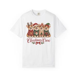 Comfort Colors Corgi Christmas Crew Shirt, Corgi Ugly Sweater Tee, Funny Corgi Christmas T-shirt, Corgi Mom Holiday Shirt — Printify product mockup
