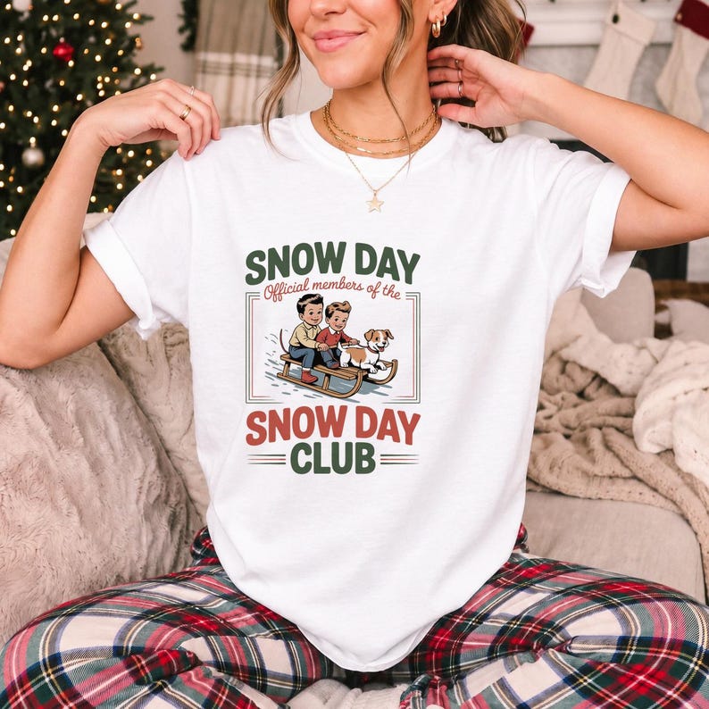 Comfort Colors Retro Snow Day Shirt, Snow Day Club Sled Tee, Retro Winter Sledding T-shirt, Christmas Snow Day Shirt, Winter Kids Sled Tee