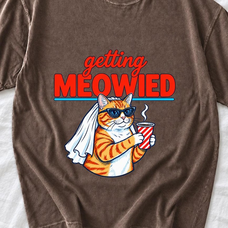 Getting Meowied Orange Tabby Bride Shirt by AeroBeloved