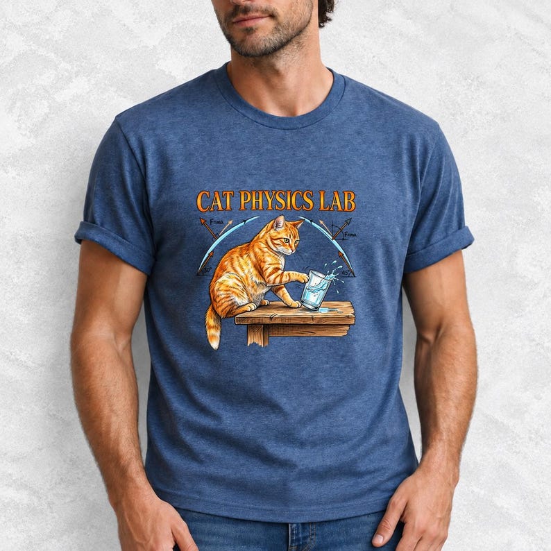 Cat Physics Lab Orange Tabby Comfort Colors Shirt product mockup, image 14