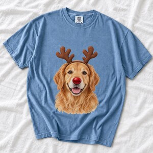 Comfort Colors Golden Retriever Christmas Shirt, Reindeer Golden Retriever Tee, Dog Christmas T-shirt, Golden Mom Holiday Shirt