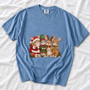 Comfort Colors Christmas Bunny Shirt, Cute Bunnies Santa Elf Tee, Bunny Lover Christmas T-shirt, Reindeer Rabbit Shirt, Xmas Bunny Tee