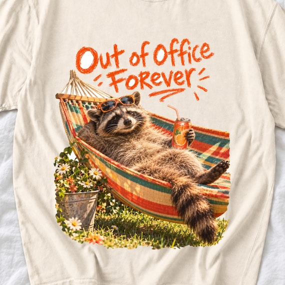 Out of Office Forever Raccoon Shirt by AeroBeloved