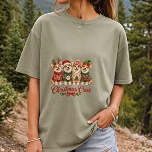 Comfort Colors Corgi Christmas Crew Shirt, Corgi Ugly Sweater Tee, Funny Corgi Christmas T-shirt, Corgi Mom Holiday Shirt