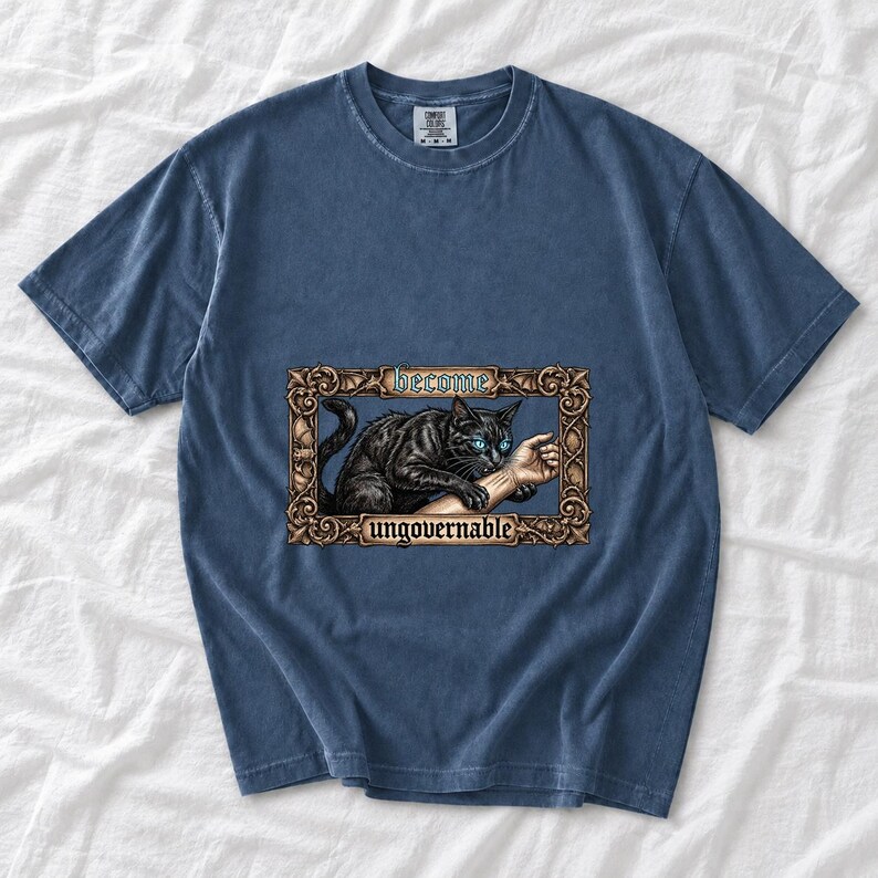 Become Ungovernable Black Cat Ornate Gothic Comfort Colors Shirt product mockup, image 2