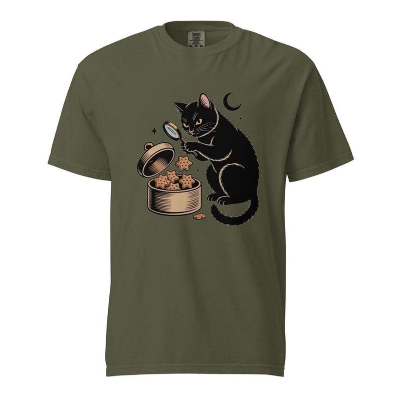 Funny Black Cat Shirt, Biscuit Inspector Cat Tee, Comfort Colors Kitchen Cat T-shirt, Baking Cat Mom Shirt image 3