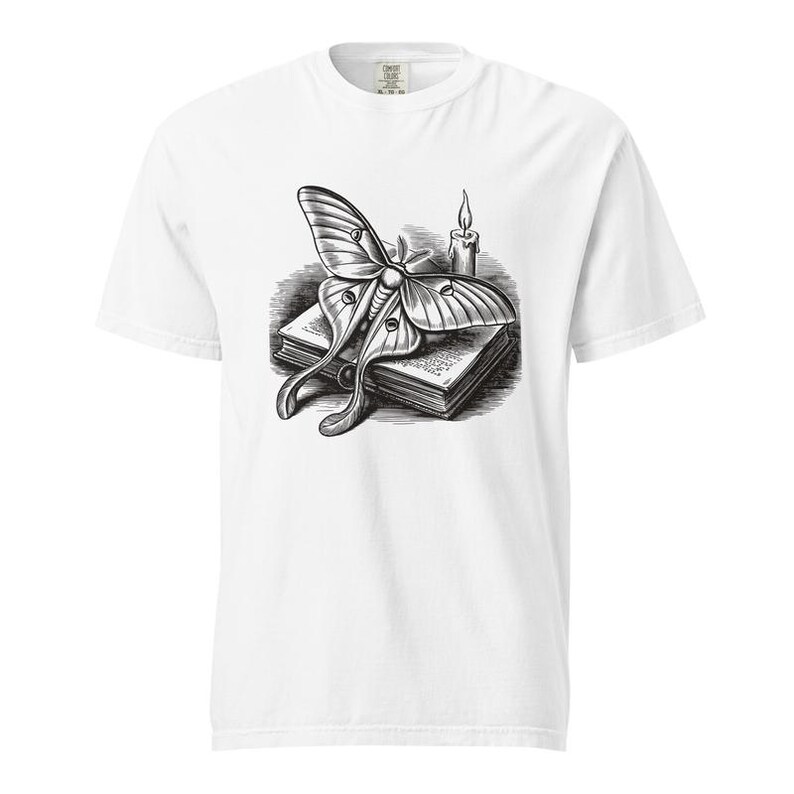 Luna Moth Shirt, Dark Academia Moth Tee, Comfort Colors Moth Lover T-shirt, Cottagecore Luna Moth Shirt image 6