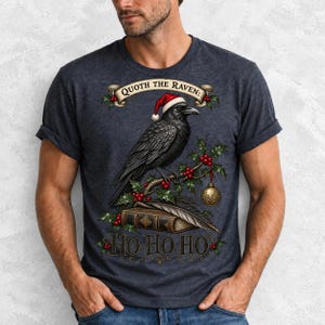Ворон-гравюра с остролистом «Quoth the Raven: Ho Ho Ho»