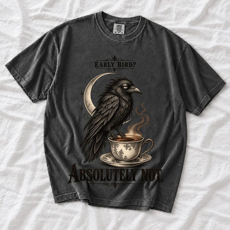 Ворона-гравюра «Early Bird? Absolutely Not.»