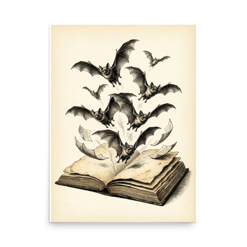 Bats Flying from Book Poster by AeroBeloved