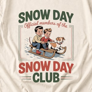 Comfort Colors Retro Snow Day Shirt, Snow Day Club Sled Tee, Retro Winter Sledding T-shirt, Christmas Snow Day Shirt, Winter Kids Sled Tee