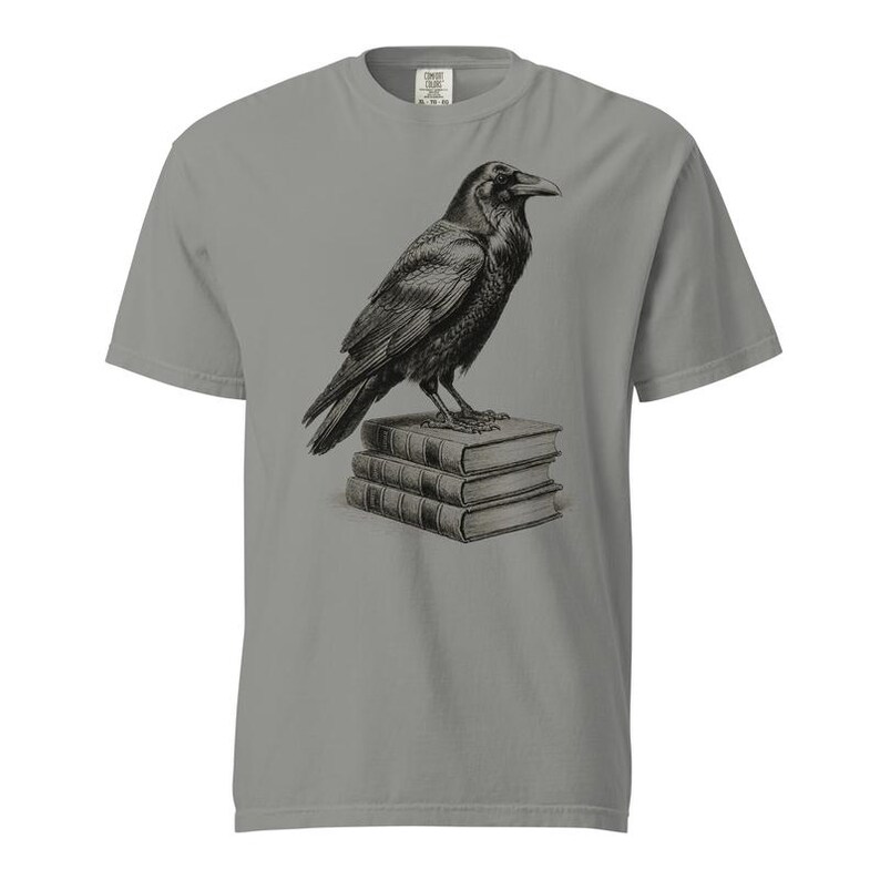 Raven Shirt, Edgar Allan Poe Raven Tee, Comfort Colors Raven Book Lover T-shirt, Nevermore Crow Shirt, Gothic Raven Tee image 2