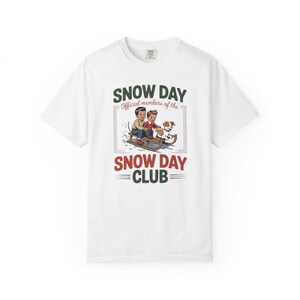 Comfort Colors Retro Snow Day Shirt, Snow Day Club Sled Tee, Retro Winter Sledding T-shirt, Christmas Snow Day Shirt, Winter Kids Sled Tee — Printify product mockup