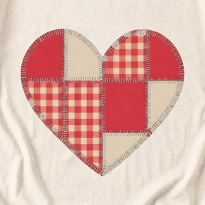 Comfort Colors Gingham Patchwork Heart Shirt, Red Heart Valentine Tee, Red Plaid Heart T-shirt, Valentines Day Heart Shirt Women