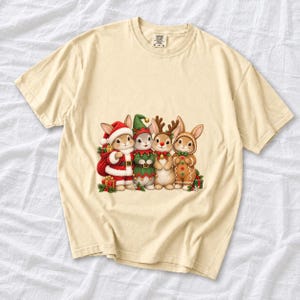 Comfort Colors Christmas Bunny Shirt, Cute Bunnies Santa Elf Tee, Bunny Lover Christmas T-shirt, Reindeer Rabbit Shirt, Xmas Bunny Tee