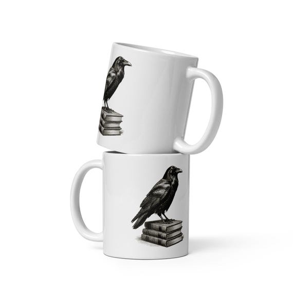Raven on Books Mug by AeroBeloved