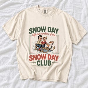 Comfort Colors Retro Snow Day Shirt, Snow Day Club Sled Tee, Retro Winter Sledding T-shirt, Christmas Snow Day Shirt, Winter Kids Sled Tee
