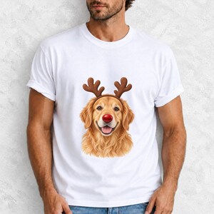 Comfort Colors Golden Retriever Christmas Shirt, Reindeer Golden Retriever Tee, Dog Christmas T-shirt, Golden Mom Holiday Shirt