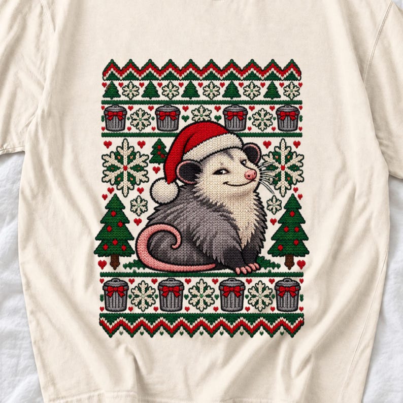«Уродливый свитер» с опоссумом (faux knit)
