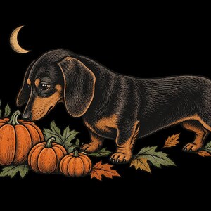Dachshund Halloween Hoodie, Howling Wiener Dog Hoodie, Pumpkin Doxie Sweatshirt, Dachshund Mom Hoodie Gift image 2