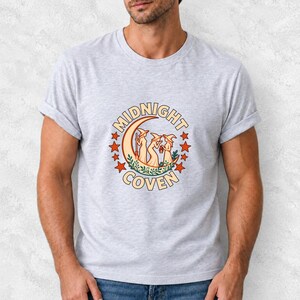 Midnight Coven Witch Shirt, Comfort Colors 1717 Crescent Moon Halloween Tee product mockup, image 15