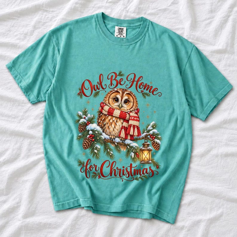 Сова в вязаном шарфе в снегу «Owl Be Home for Christmas»