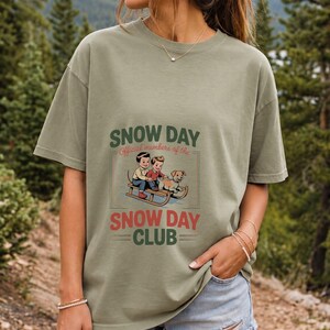 Comfort Colors Retro Snow Day Shirt, Snow Day Club Sled Tee, Retro Winter Sledding T-shirt, Christmas Snow Day Shirt, Winter Kids Sled Tee