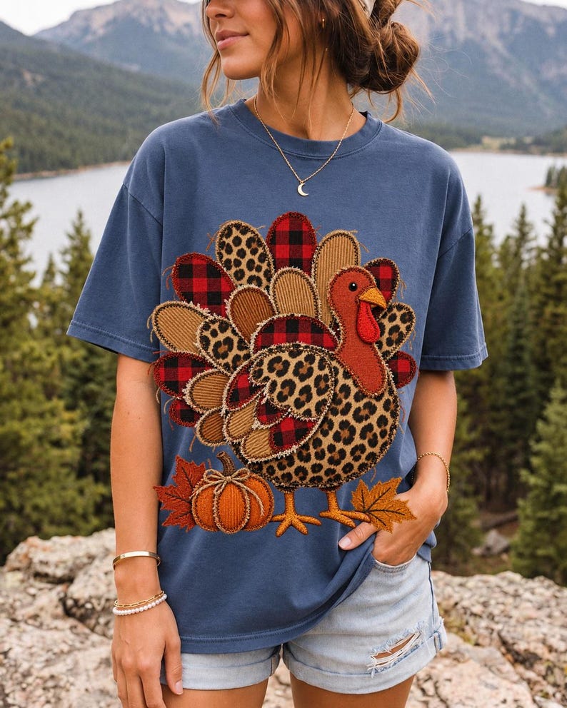 Индейка «рваная аппликация» (faux reverse applique)