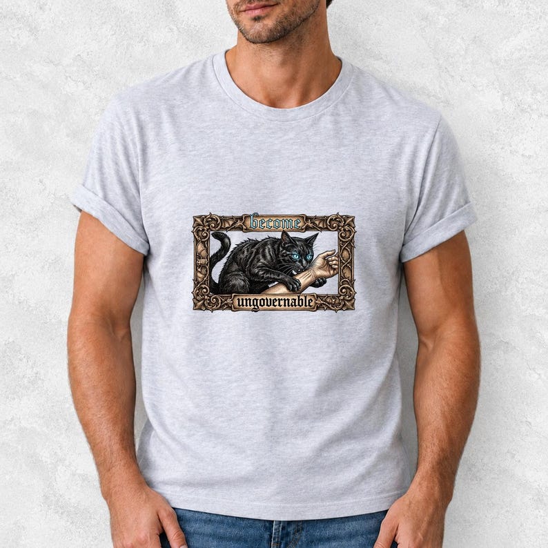 Become Ungovernable Black Cat Ornate Gothic Comfort Colors Shirt product mockup, image 15