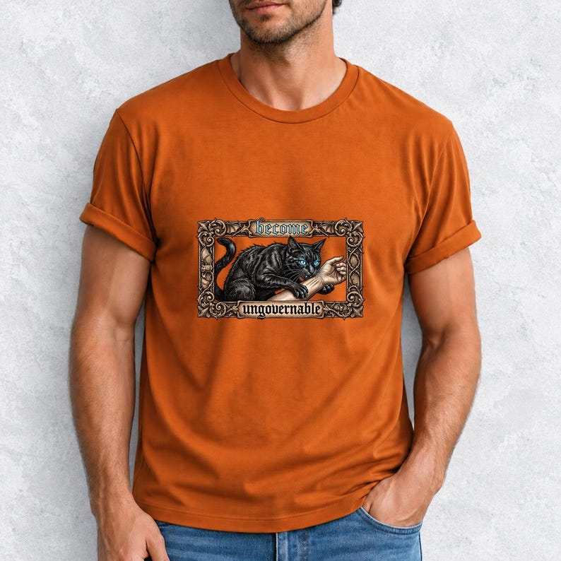 Become Ungovernable Black Cat Ornate Gothic Comfort Colors Shirt product mockup, image 14