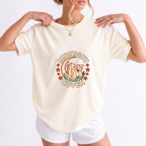 Midnight Coven Witch Shirt, Comfort Colors 1717 Crescent Moon Halloween Tee product mockup, image 11