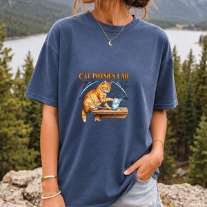 Cat Physics Lab Orange Tabby Comfort Colors Shirt product mockup, image 12