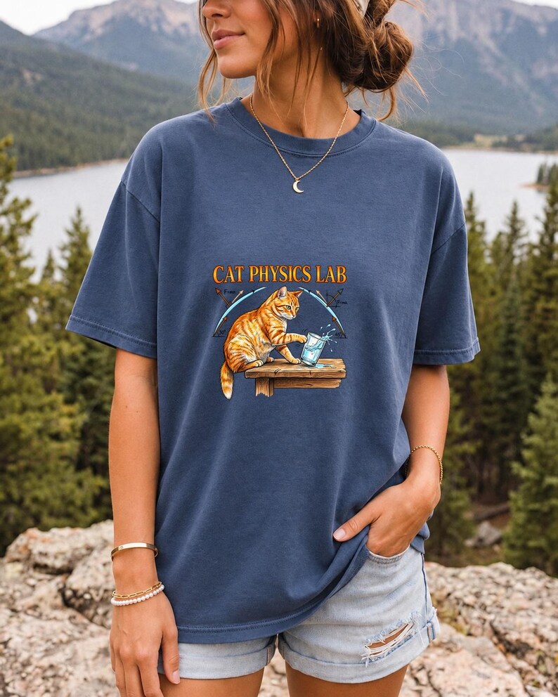 Cat Physics Lab Orange Tabby Comfort Colors Shirt product mockup, image 12