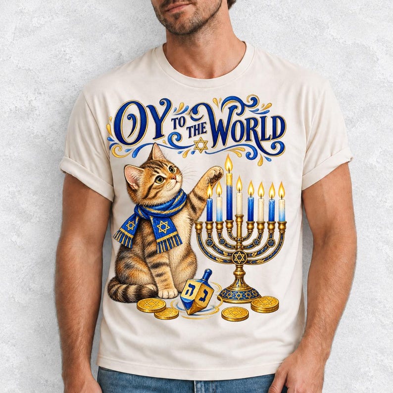 Кот и менора «Oy to the World»