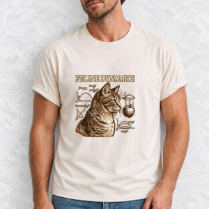 Comfort Colors Science Cat Shirt, Feline Dynamics Tee, Retro Physics Cat T-shirt, Physics Teacher Cat Tee, Engraved Tabby Cat Shirt
