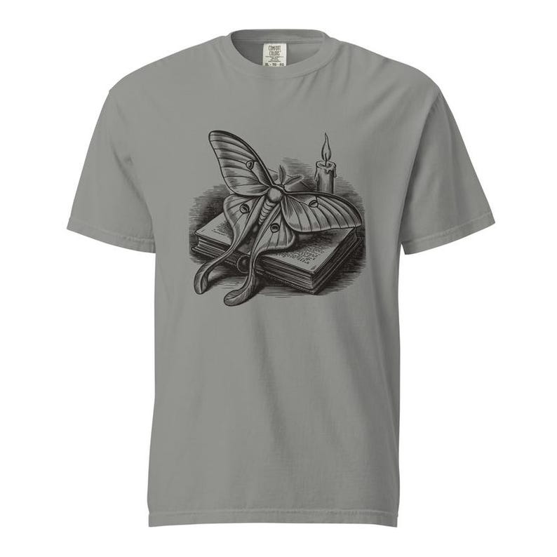 Luna Moth Shirt, Dark Academia Moth Tee, Comfort Colors Moth Lover T-shirt, Cottagecore Luna Moth Shirt image 3